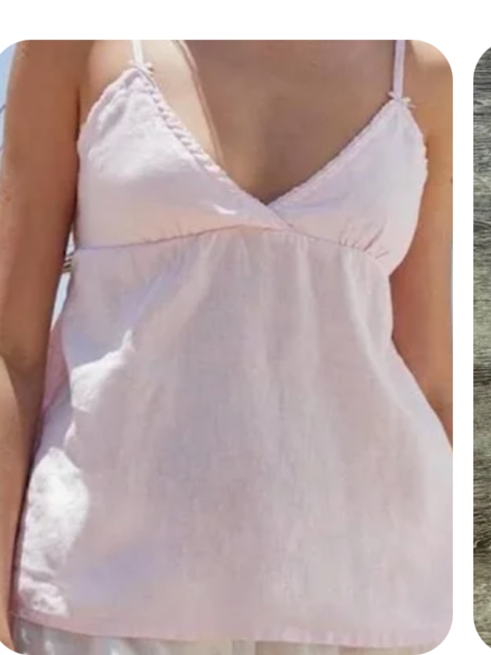 Brandy Melville Baby doll Light Pink Cami top all linen bows lace tie Beachy